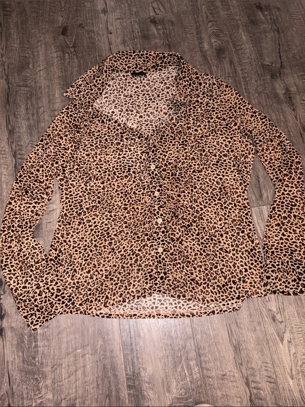 Zenobia Leopard Print Button-Down Shirt in Tan and Black